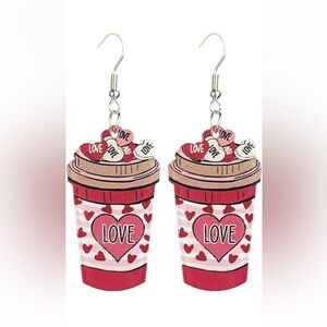 Love Heart Coffee Cup Earrings